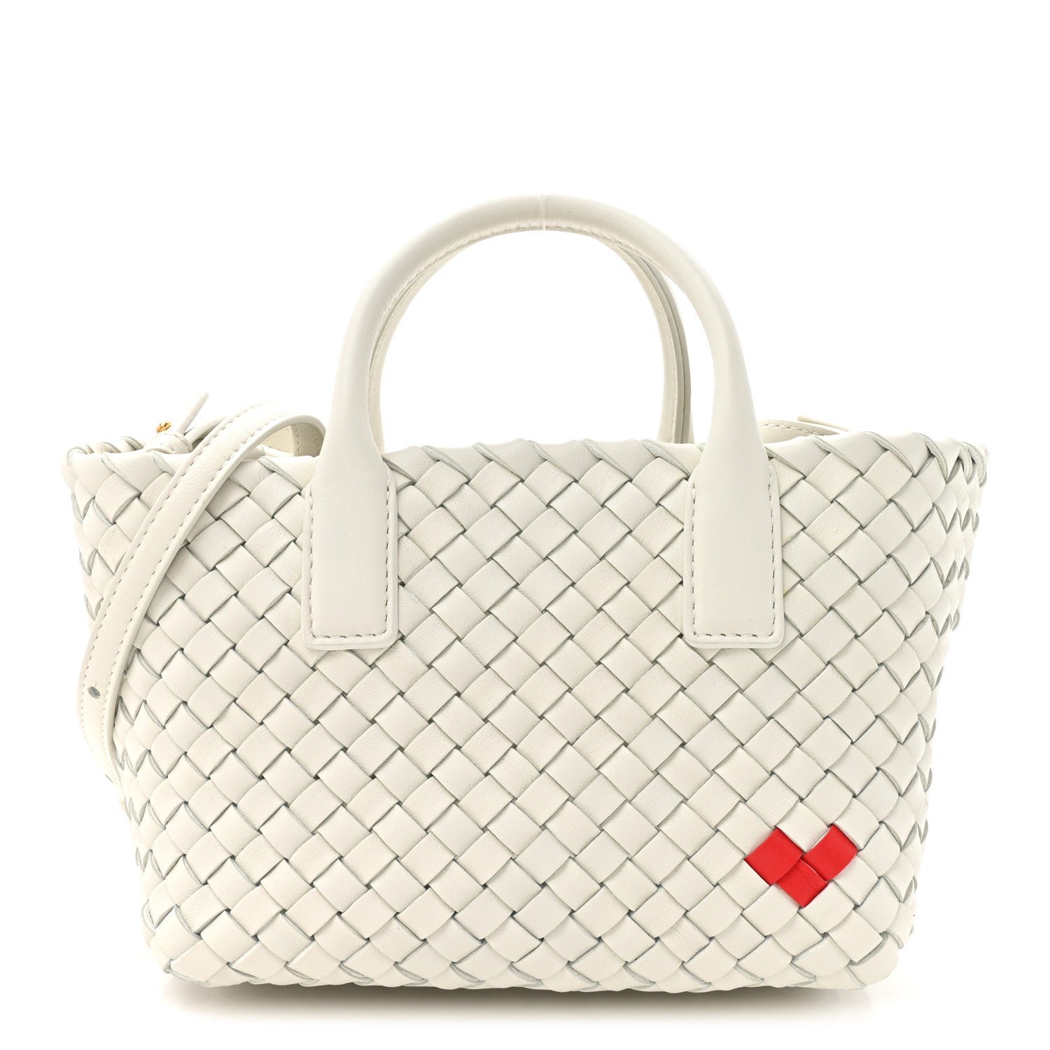 Bottega Veneta Nappa Intrecciato Mini Heart Cabat White