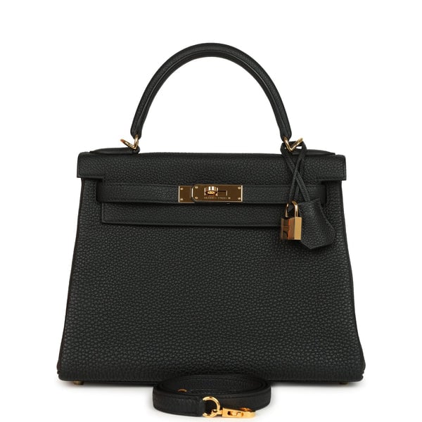 Hermes Pre-owned Hermes Kelly Retourne 28 Black Togo Gold Hardware