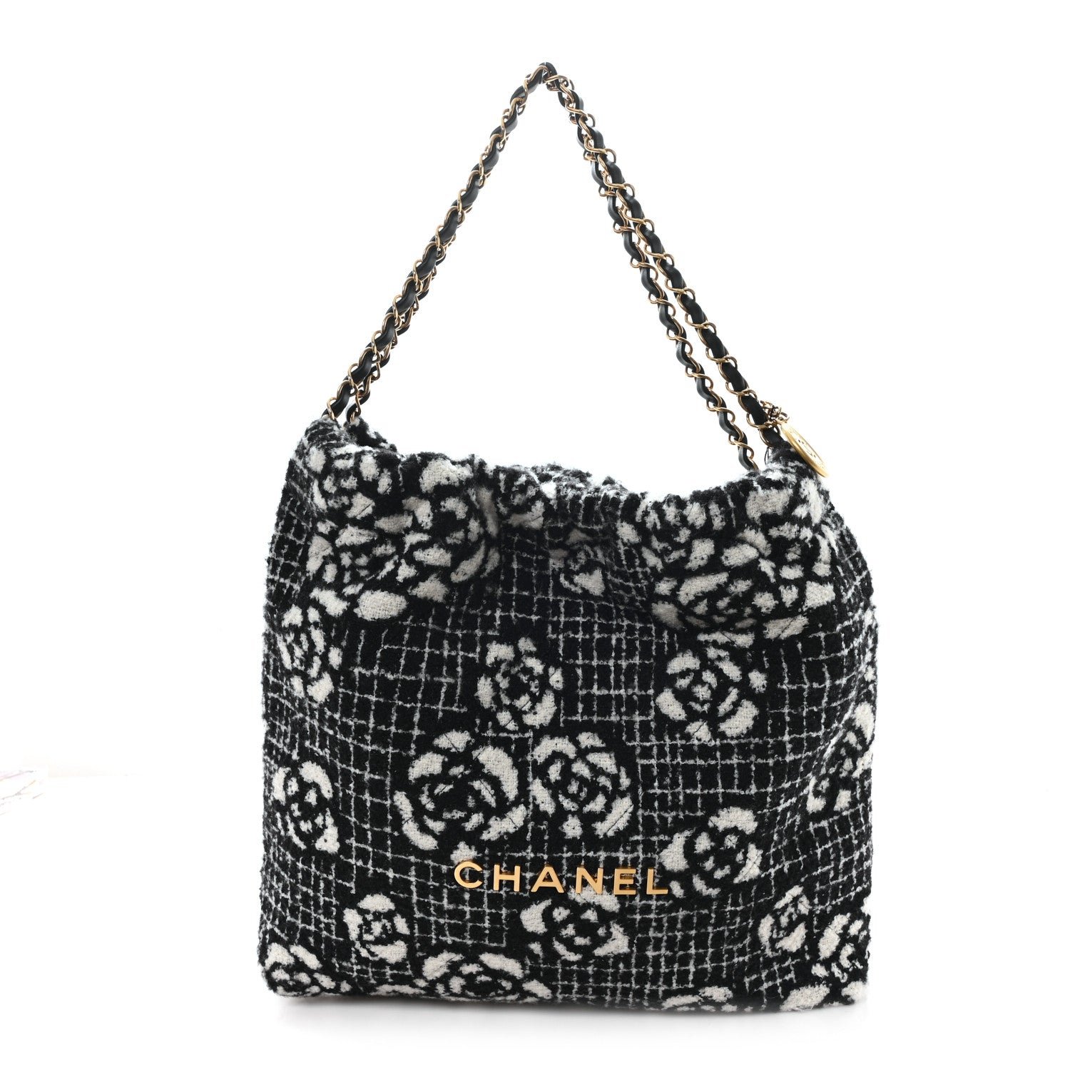 Chanel Cashmere Quilted Camellia Chanel 22 Black White