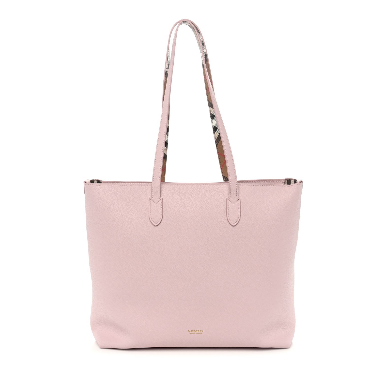 Burberry Grainy Calfskin Vintage Check Medium Tote Lilac Pink