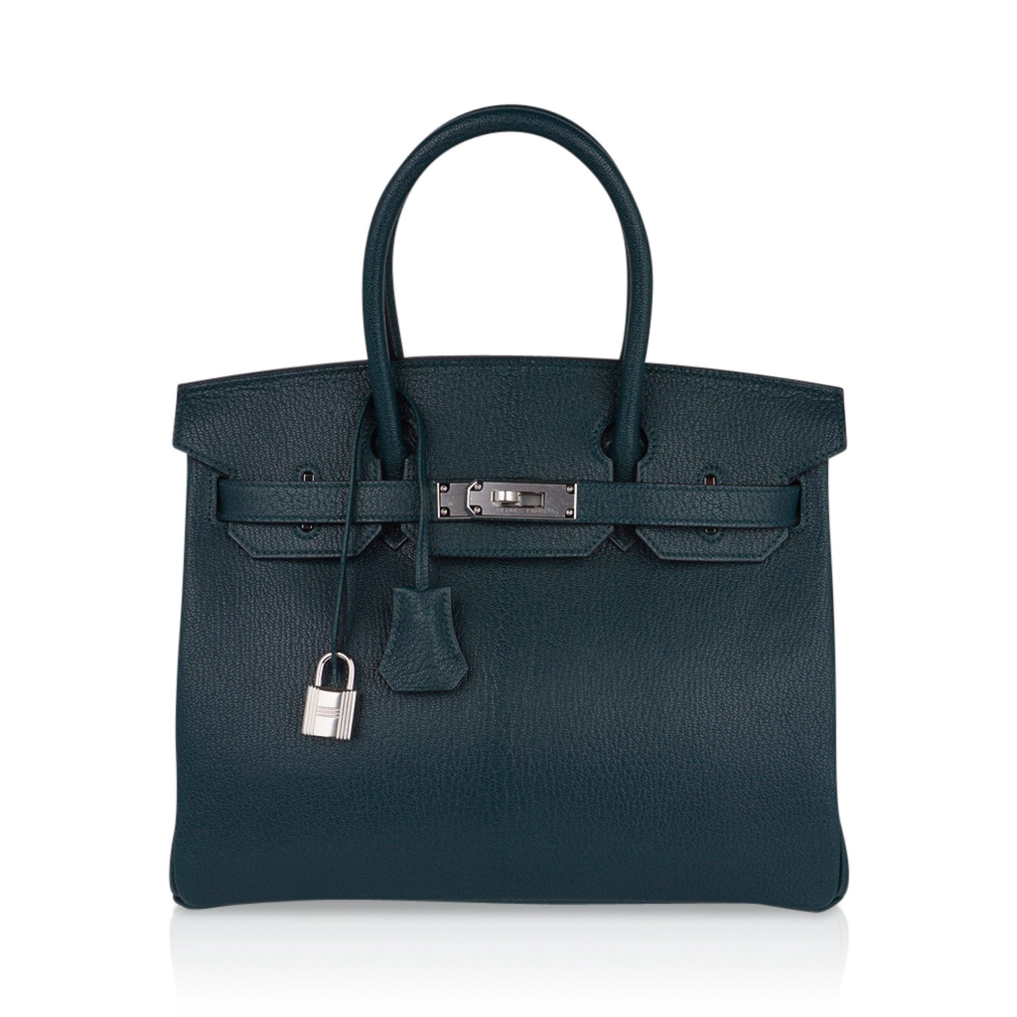 Hermes Hermes Birkin 30 Bag Vert Cypress Chevre de Coromandel with Palladium Hardware