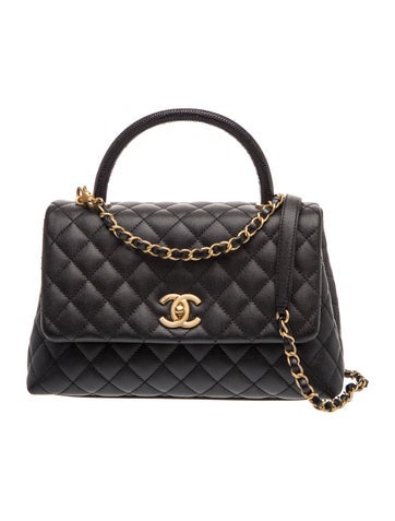 Small Lizard-Trimmed Coco Handle Bag