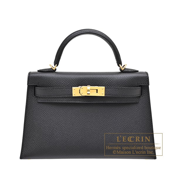 Hermes Kelly bag mini Sellier Black Epsom leather Gold hardware