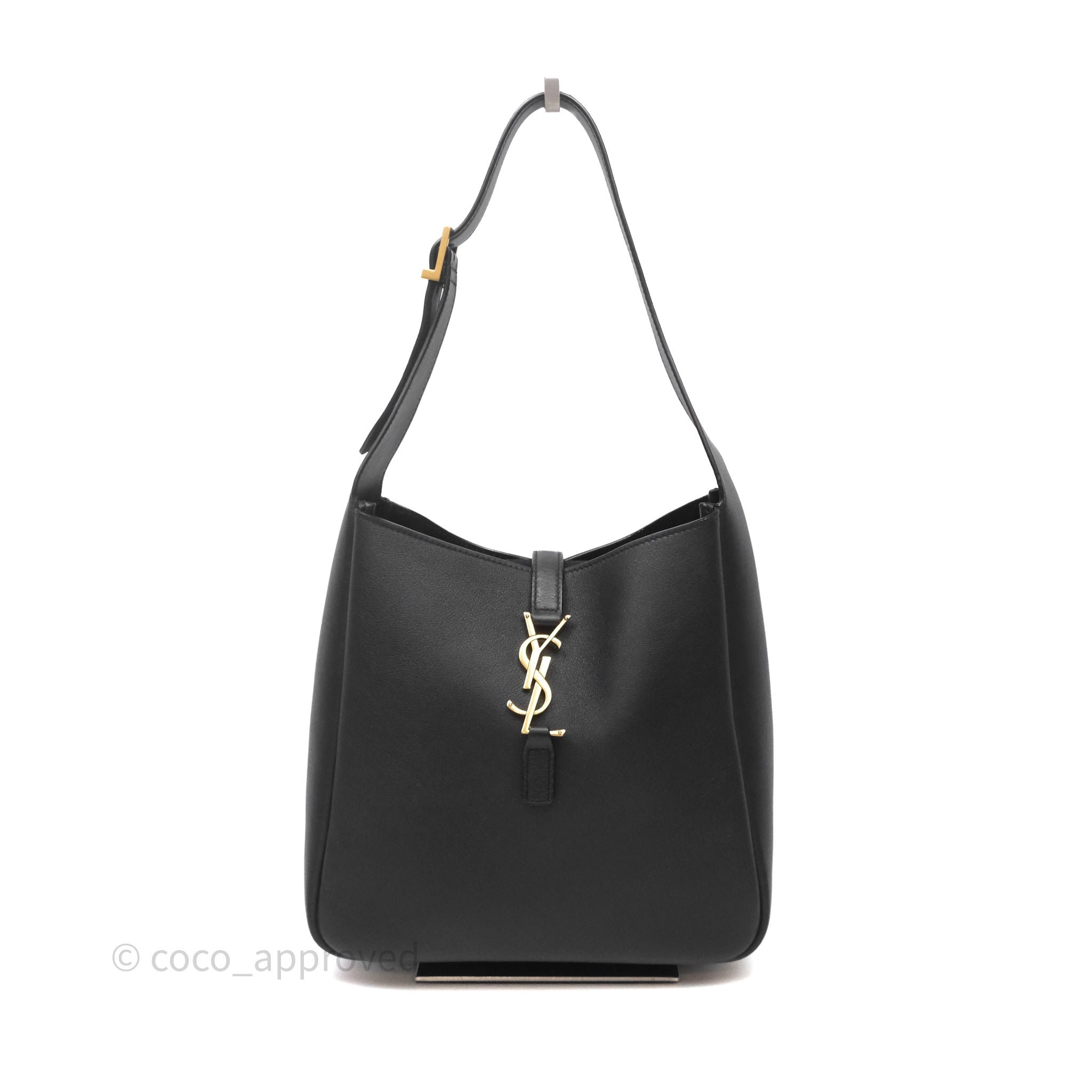 Saint Laurent Small ‘Le 5 a 7’ Hobo Bag Black Grained Leather