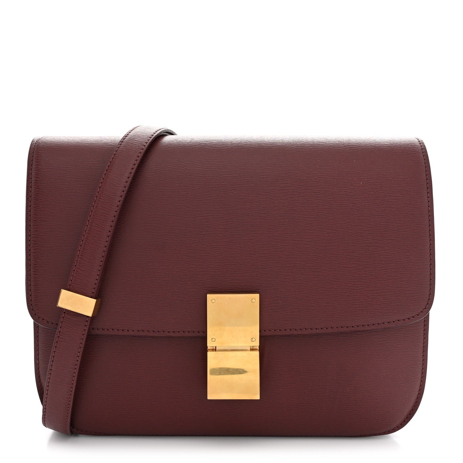 Celine Liege Calfskin Medium Classic Box Flap Bag Burgundy
