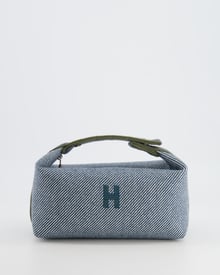 Hermes Hermès Small Bride-a-Brac H Natte Case in Bleu Abysse Wool with Palladium Hardware