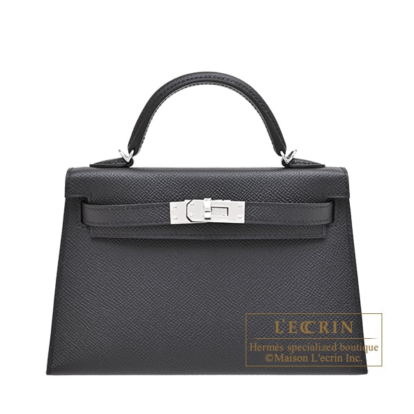 Hermes Kelly bag mini Sellier Black Epsom leather Silver hardware