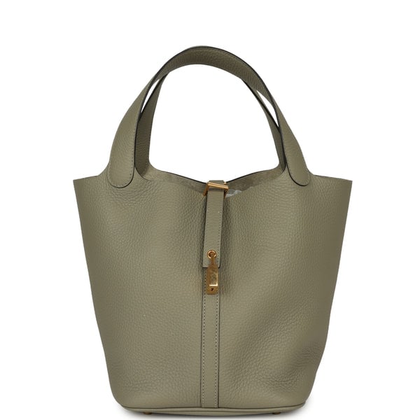 Pre-owned Hermes Picotin 22 Sauge Clemence Gold Hardware