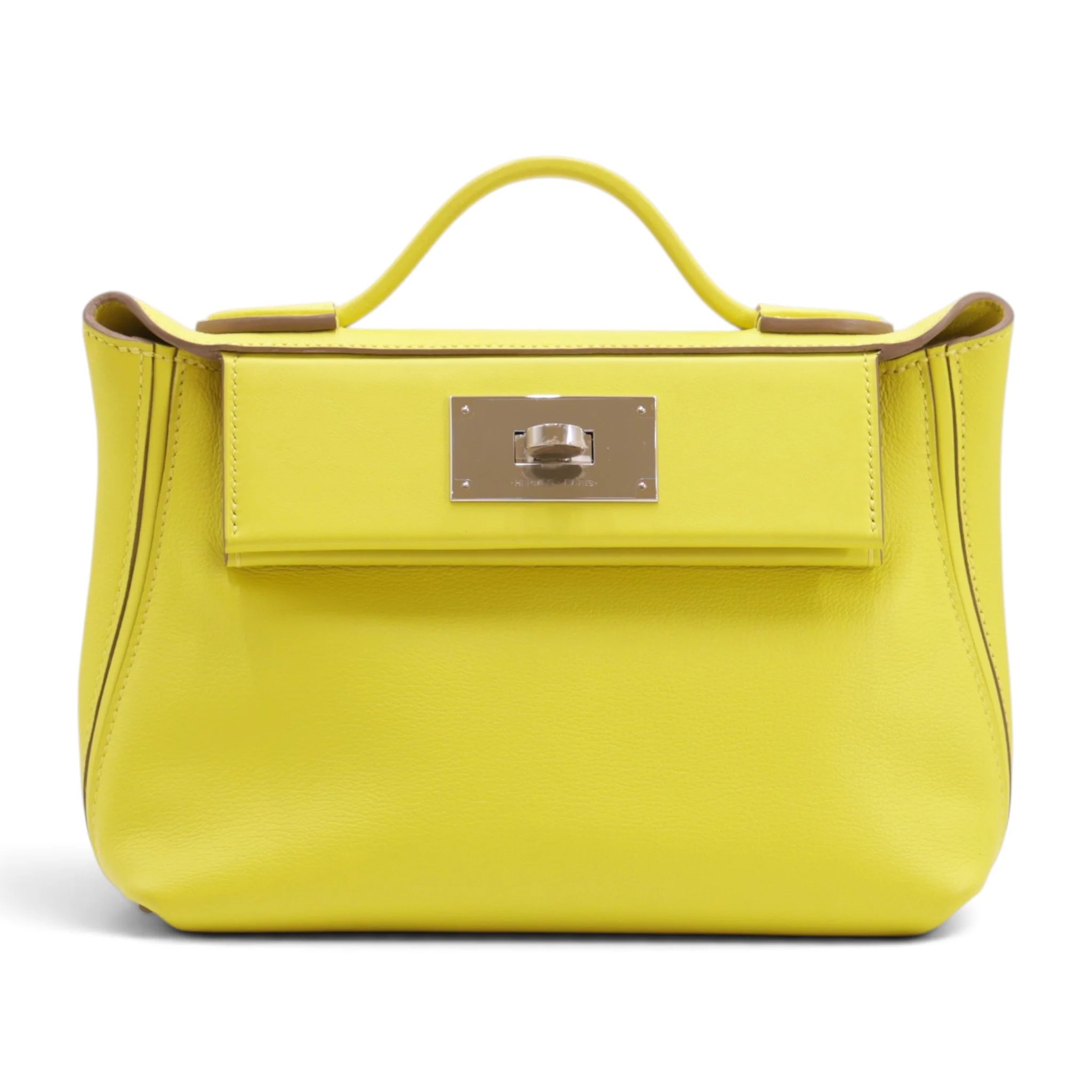 Excellent ( Rank SA ) HERMÈS 24/24 - 21 mini Lime (9R) Evercolor Swift Palladium hardware B (2023)