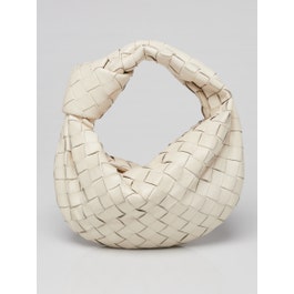 Bottega Veneta Bottega Veneta White Intrecciato Woven Leather Mini Jodie Bag