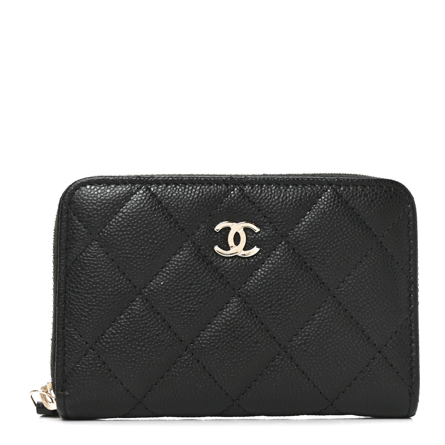 Caviar Quilted Zip Coin Purse Black