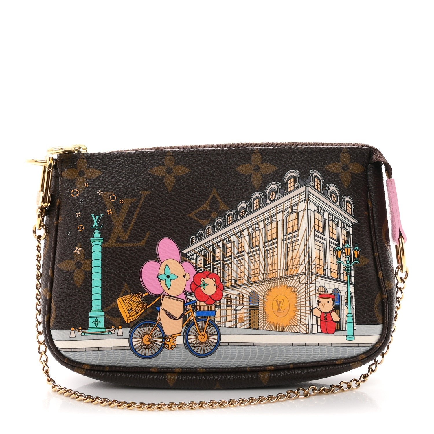 Louis Vuitton Monogram 2022 Christmas Animation Paris Mini Pochette Accessories Pink