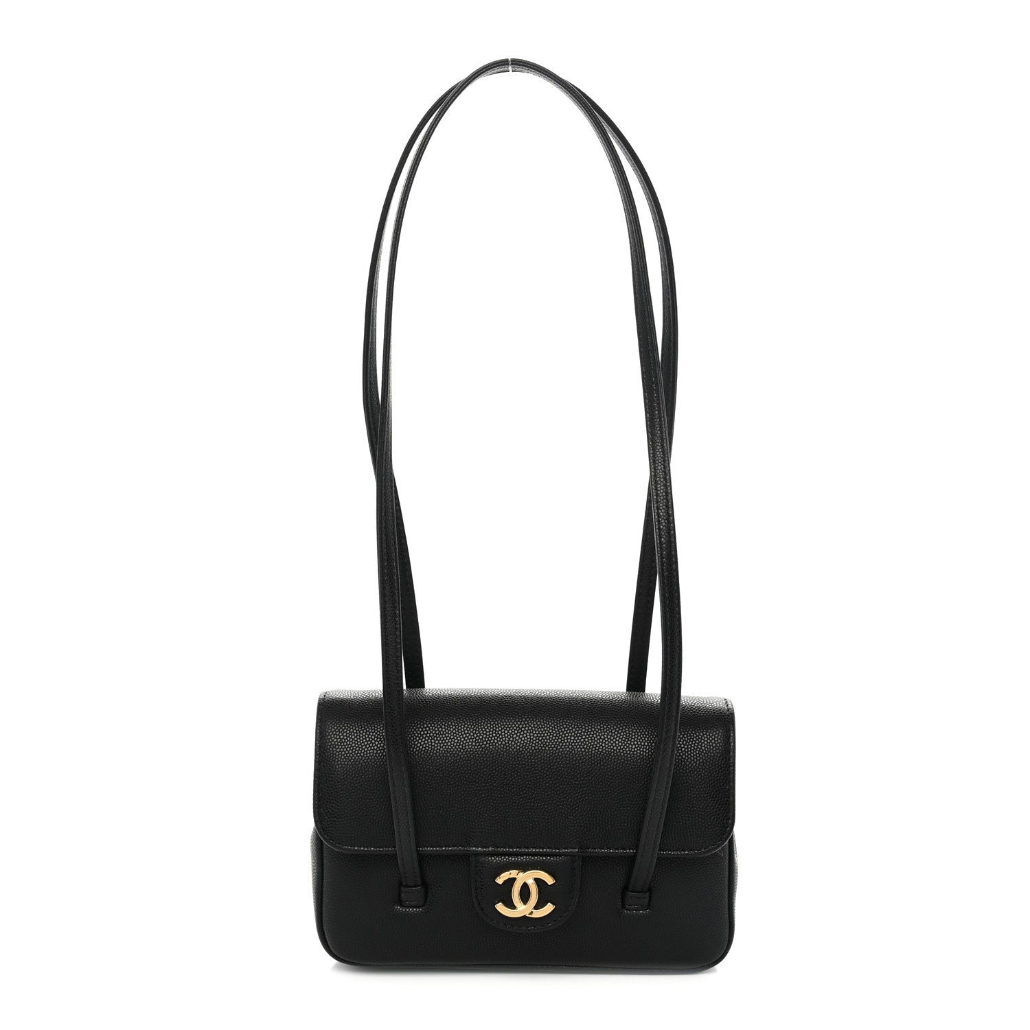 Chanel Shiny Caviar Mini Preppy Coco Shoulder Bag Black