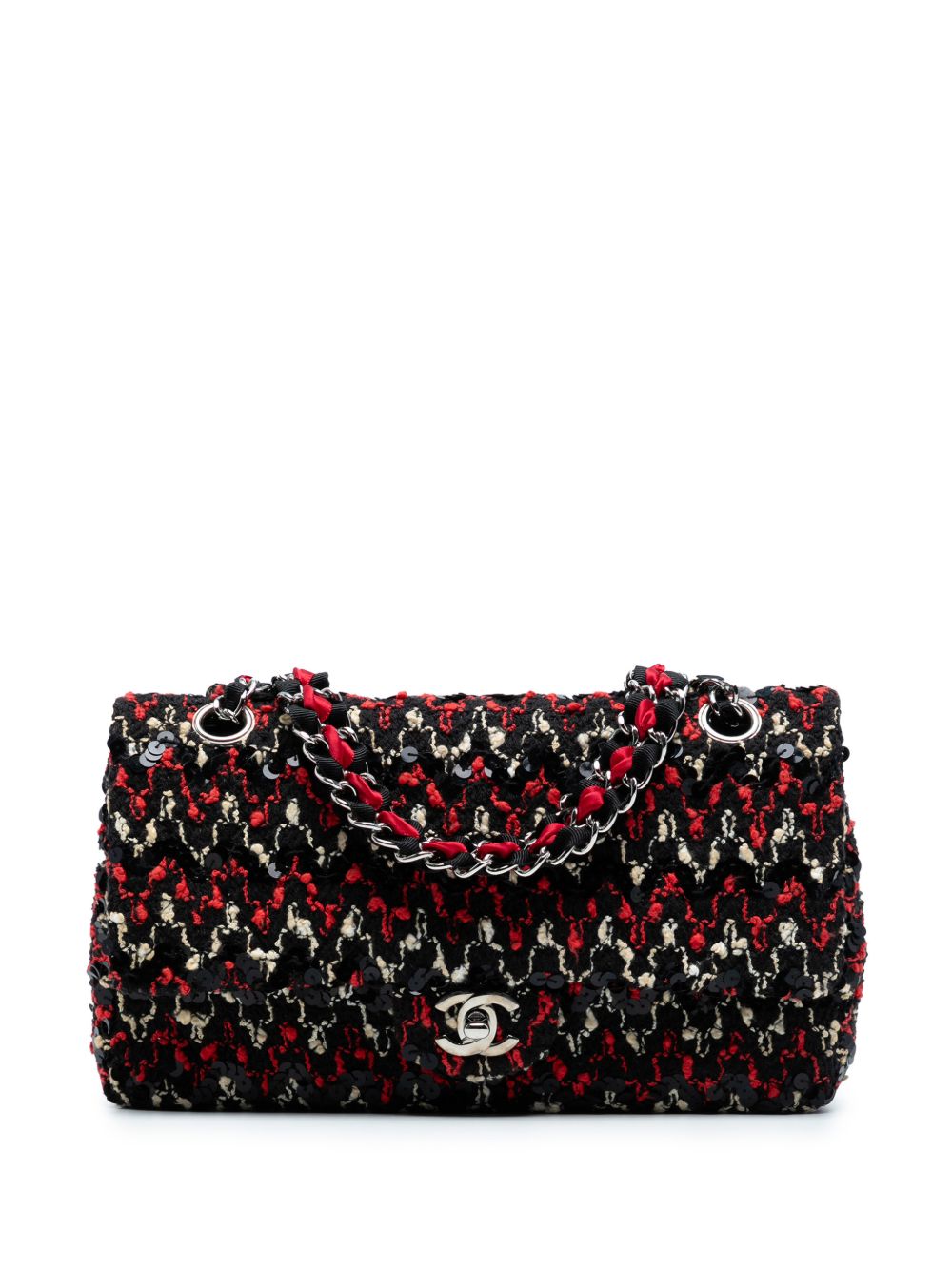 2009-2010 Medium Classic Sequined Tweed Double Flap shoulder bag