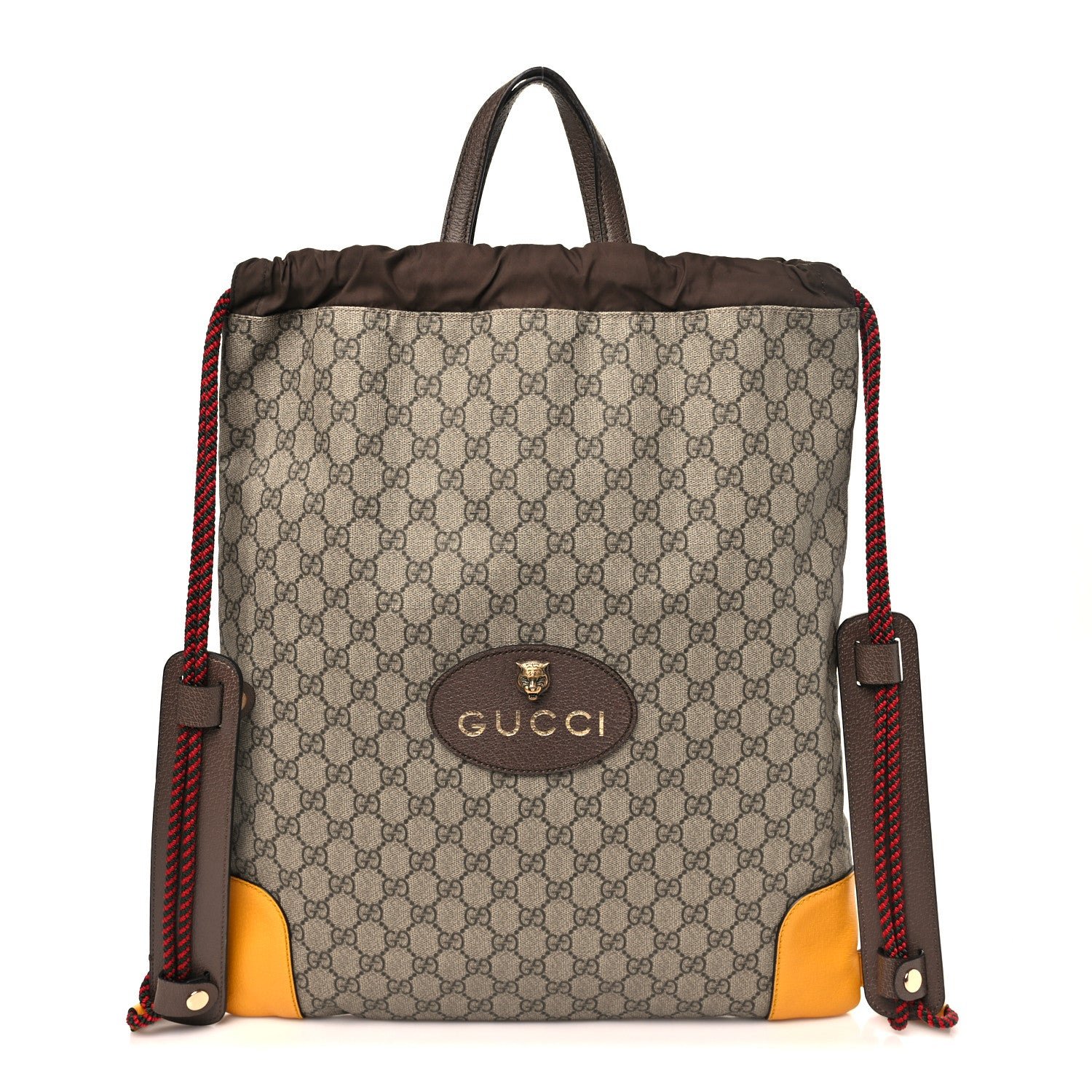 Gucci GG Supreme Monogram Neo Vintage Drawstring Backpack Beige New Acero Crop