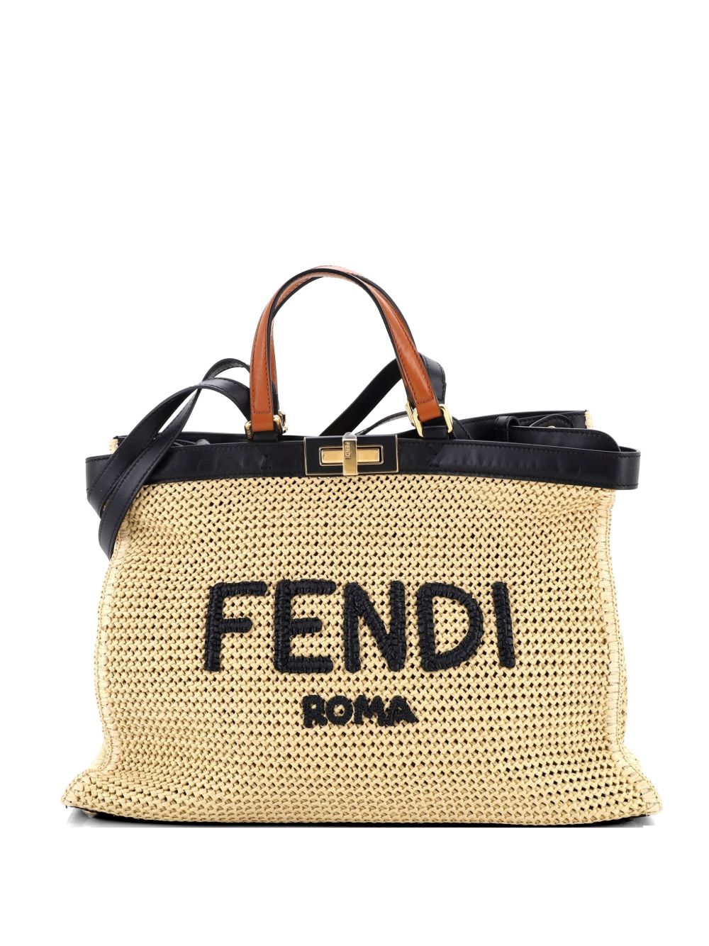 Peekaboo X- Raffia Medium tote bag