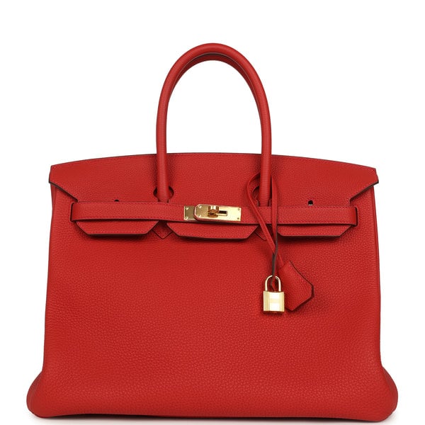 Pre-owned Hermes Birkin 35 Rouge Tomate Togo Gold Hardware
