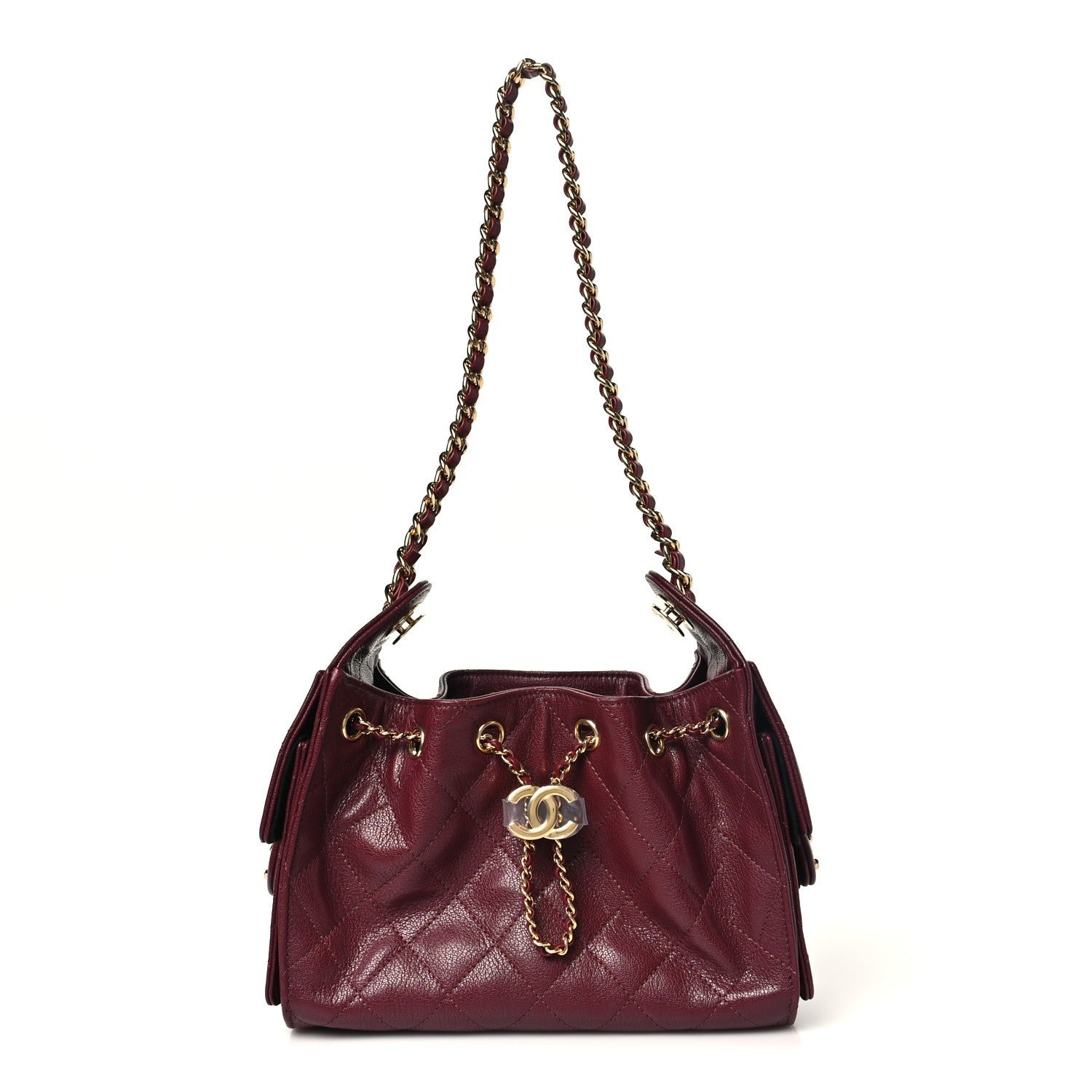Chanel Grained Calfskin Quilted Mini Chanel 25 Handbag Dark Burgundy