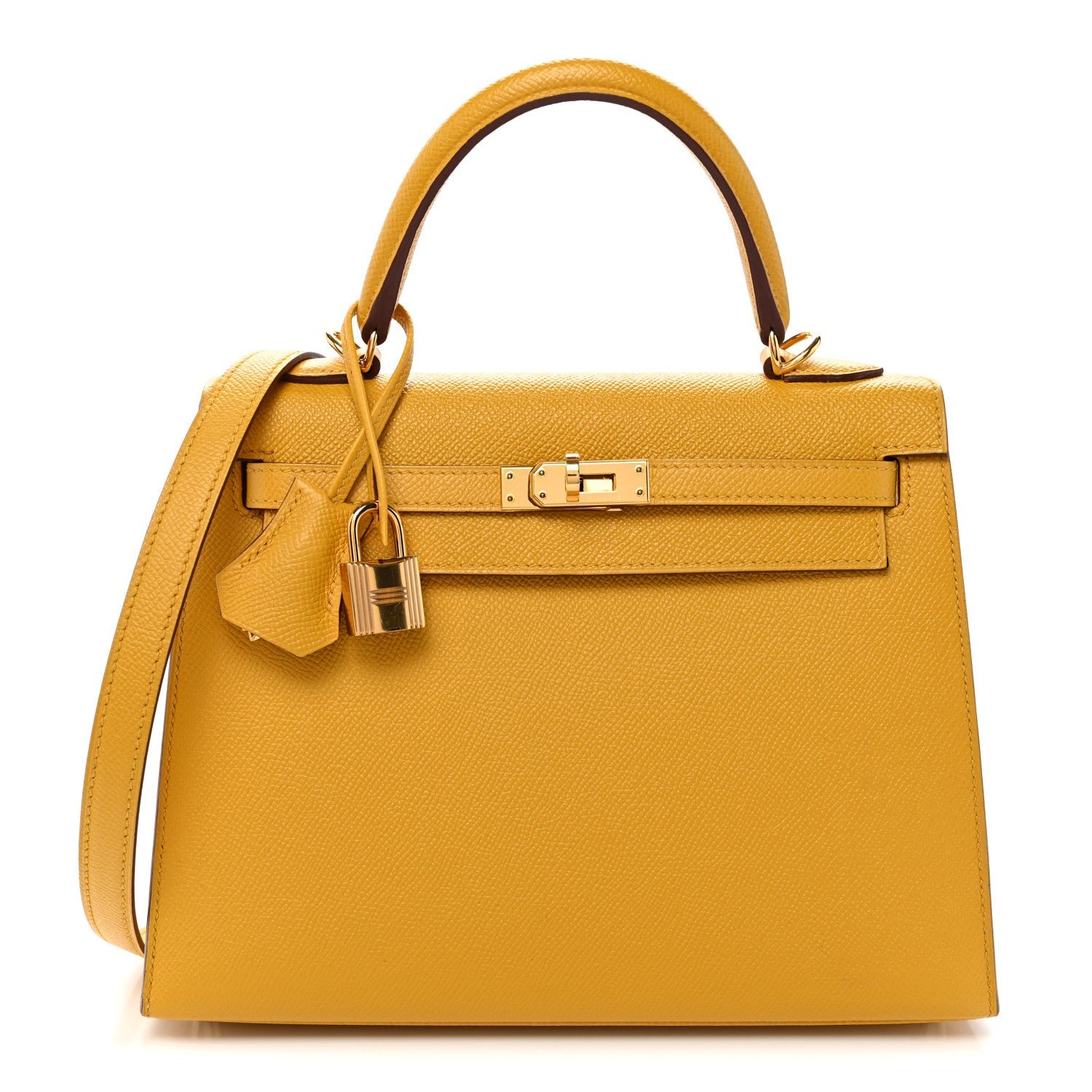 Hermes Epsom Kelly Sellier 25 Jaune Ambre