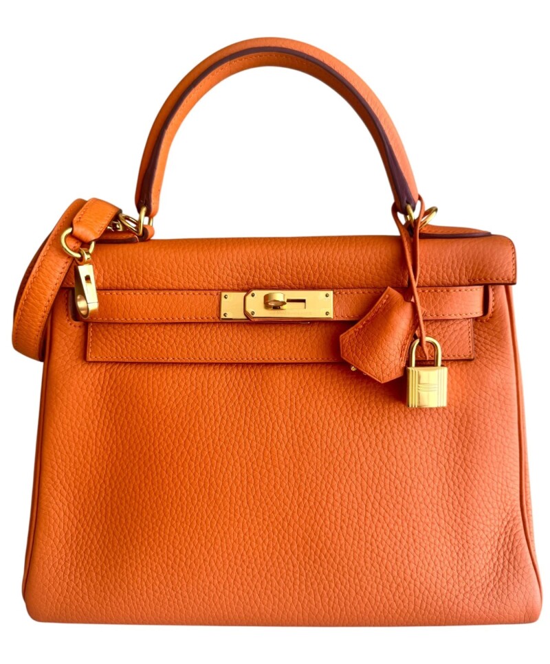 Orange Togo Retourne Kelly 28 Gold Hardware, 2015