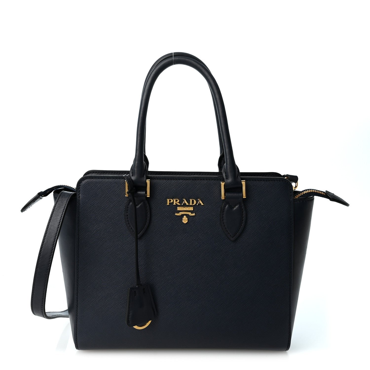 Prada Saffiano Soft Calfskin Small Zippered Tote Baltico