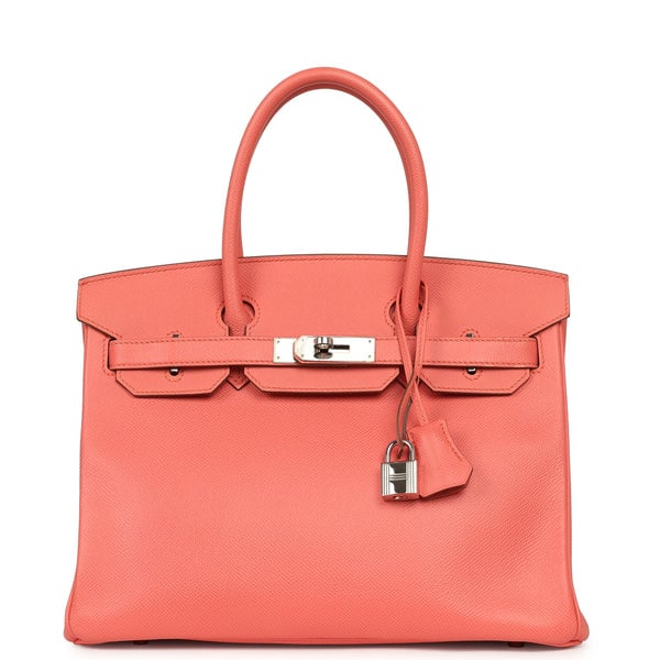 Pre-owned Hermes Birkin 30 Flamingo Epsom Palladium Hardware