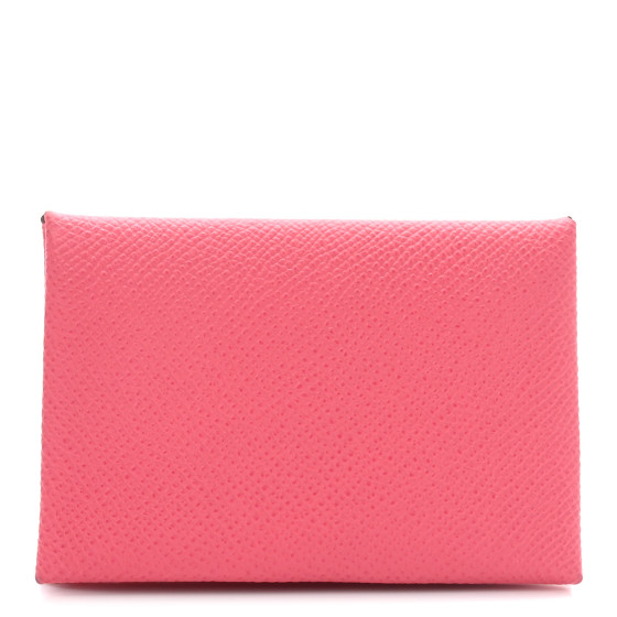 Hermes Epsom Calvi Card Case Rose Azalee