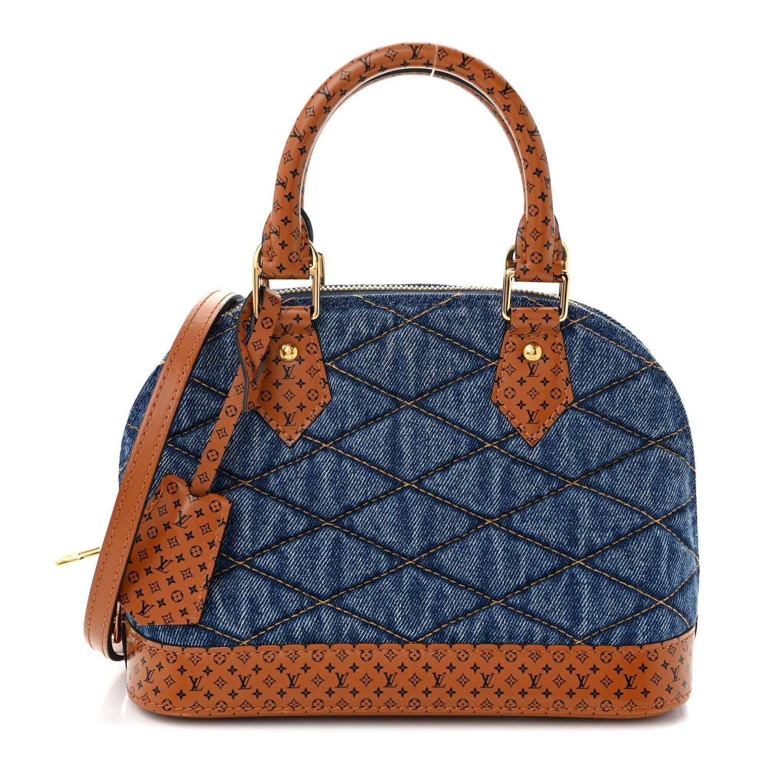 Louis Vuitton Denim Calfskin Reverse Monogram Malletage Alma BB Blue
