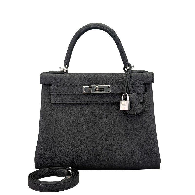 Black Togo Retourne Kelly 28 Palladium Hardware, 2026