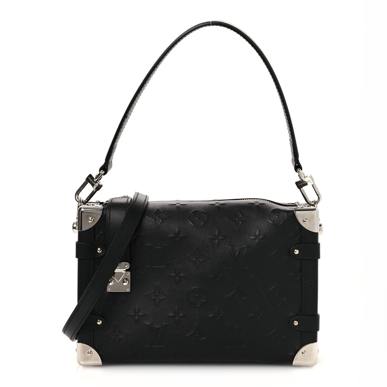 Louis Vuitton Calfskin Debossed Monogram Side Trunk Black