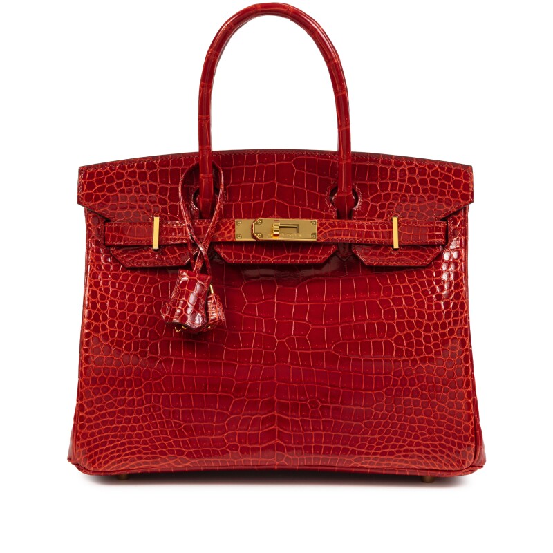 Hermes Hermès • Sanguine Shiny Porosus Crocodile Birkin 30 Gold Harware, 2020