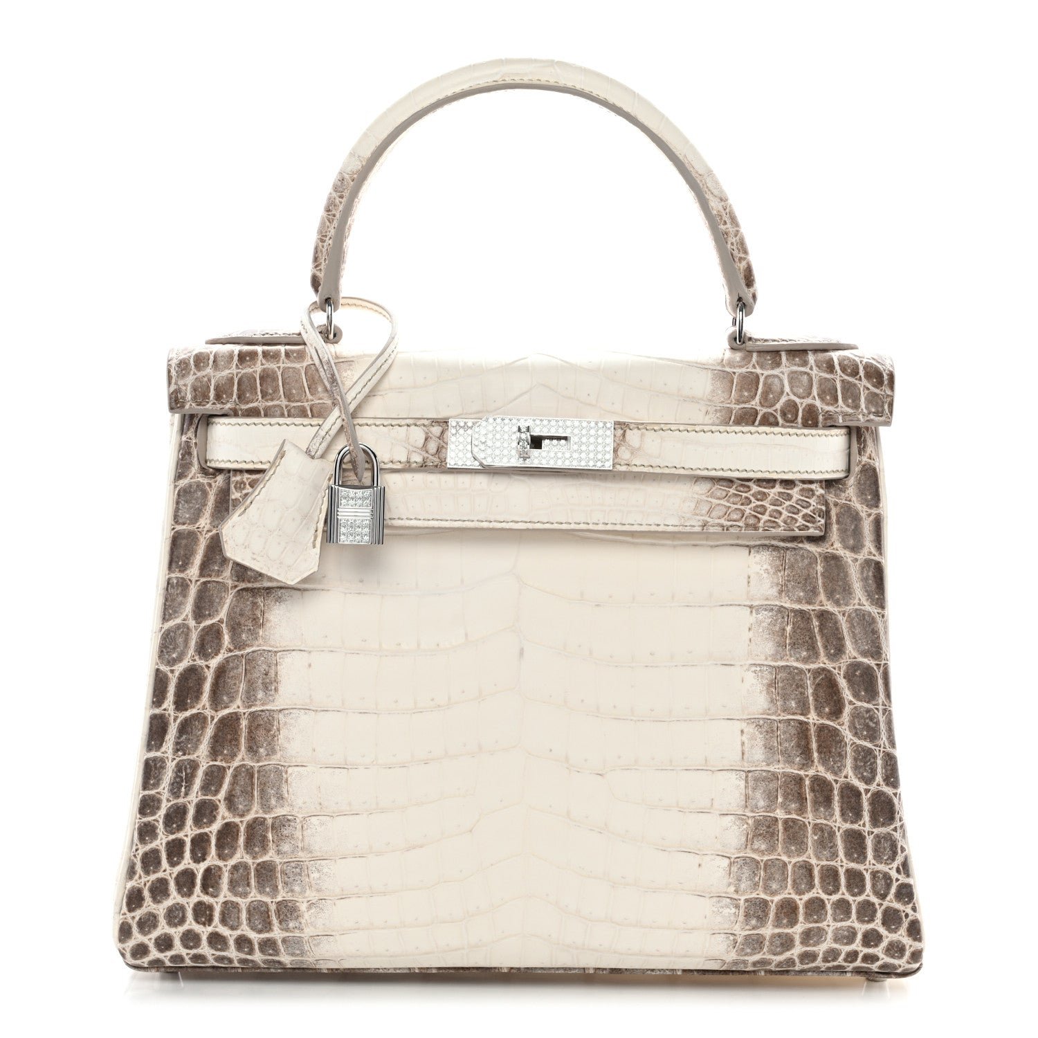 Hermes Hermes Matte Niloticus Crocodile 18K White Gold Diamond Himalaya Kelly Retourne 28 White