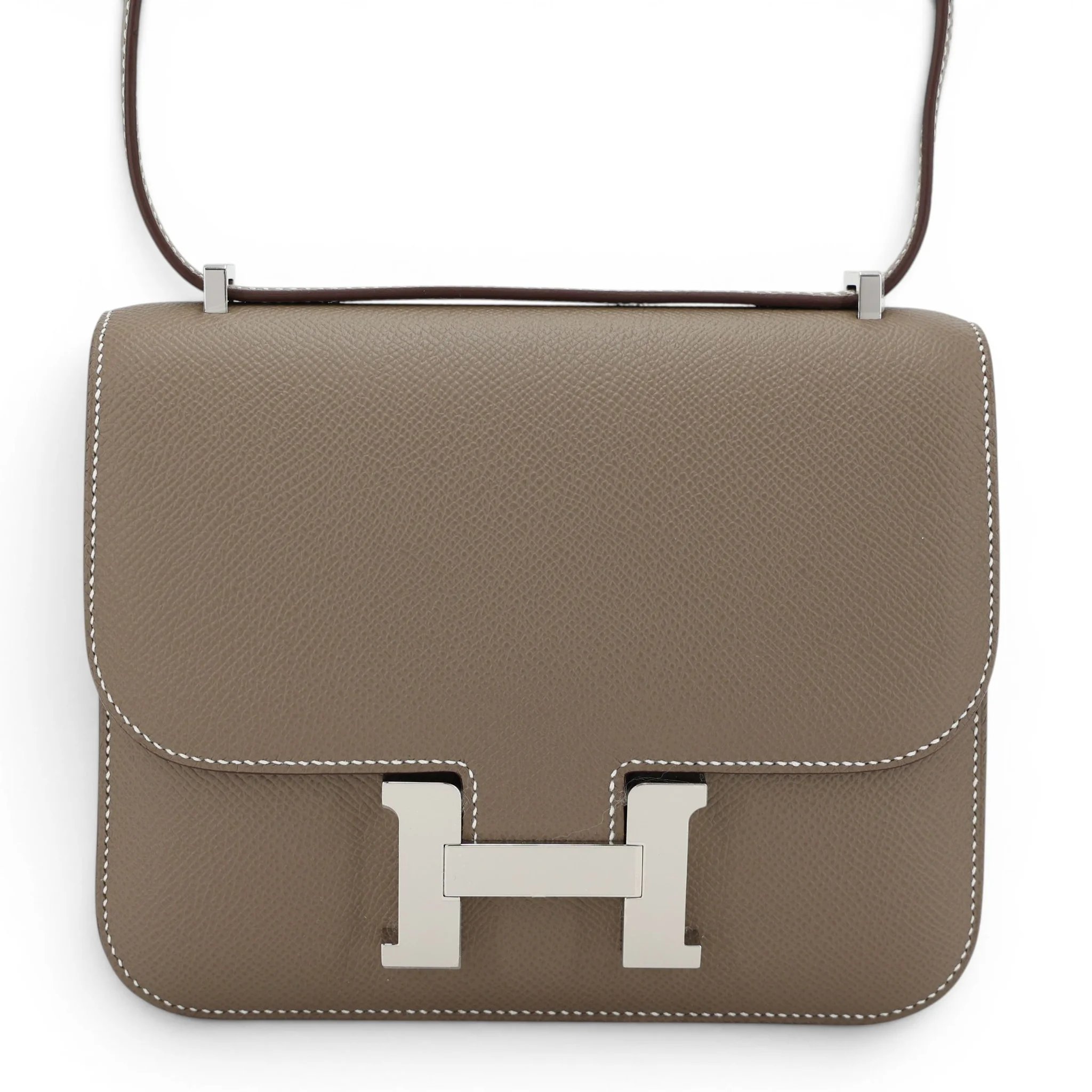 Brand New ( Rank N ) HERMÈS Constance Mini Etoupe (18) Epsom Palladium hardware G (2026)