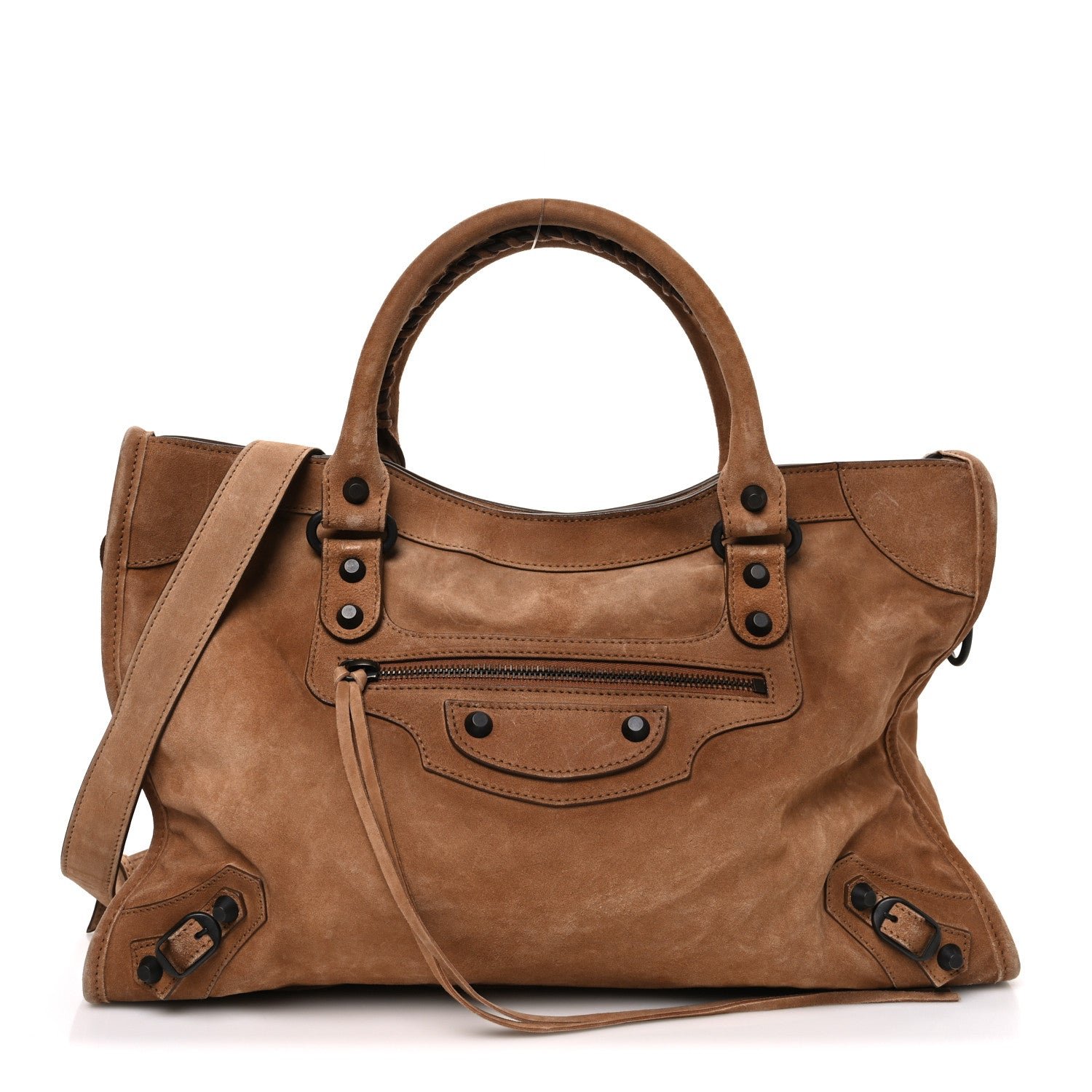 Balenciaga Waxed Suede Calfskin Classic Hardware Medium Le City Camel