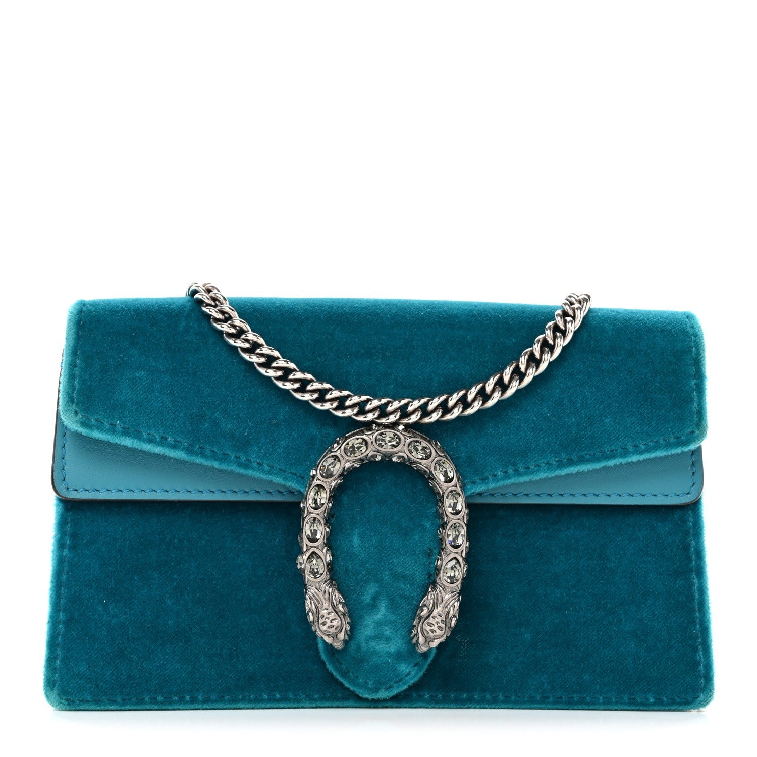 Gucci Velvet Super Mini Dionysus Shoulder Bag Pavone Cyan