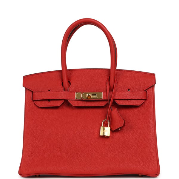 Pre-owned Hermes Birkin 30 Geranium Togo Gold Hardware