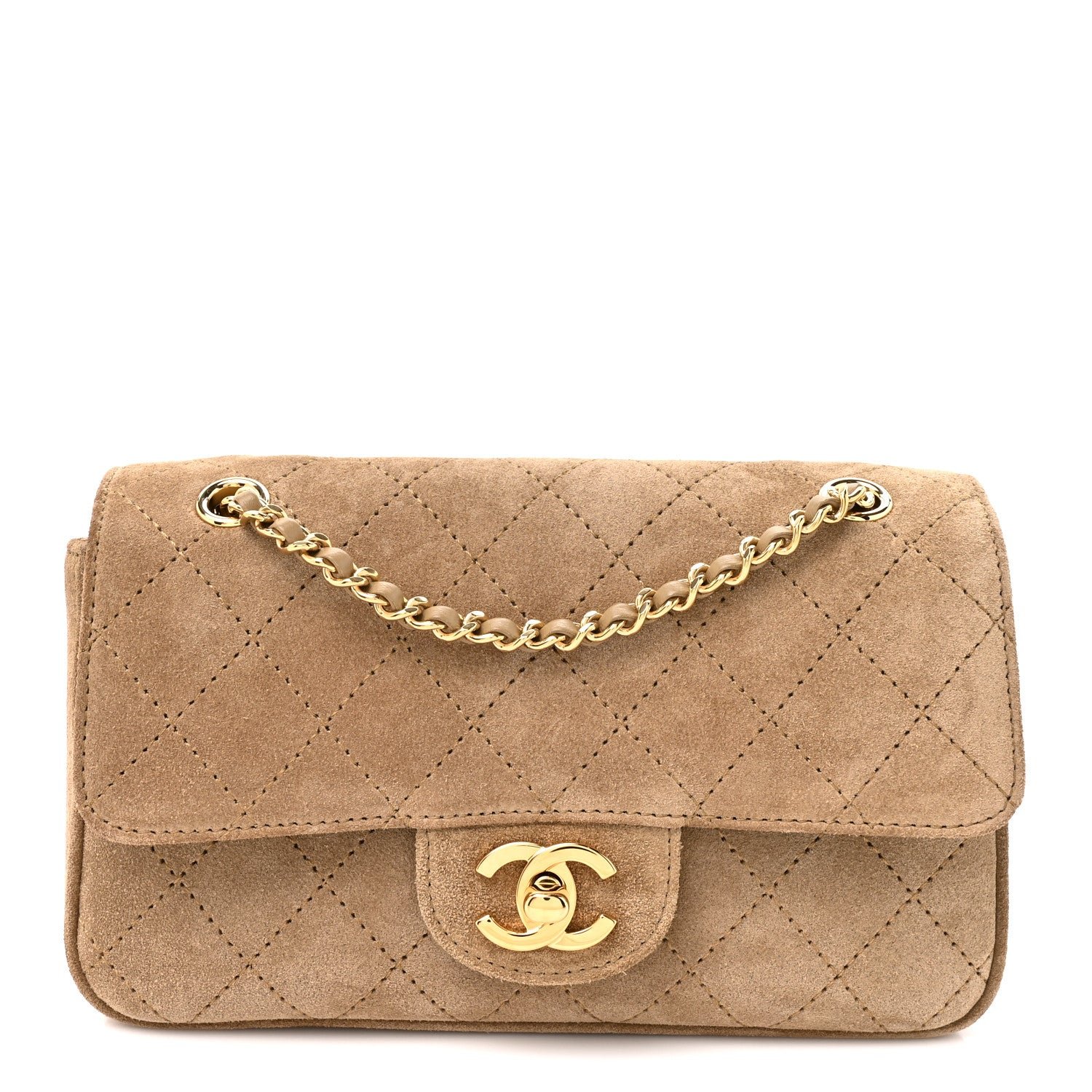 Chanel Suede Calfskin Mini Souplissimo Flap Dark Beige