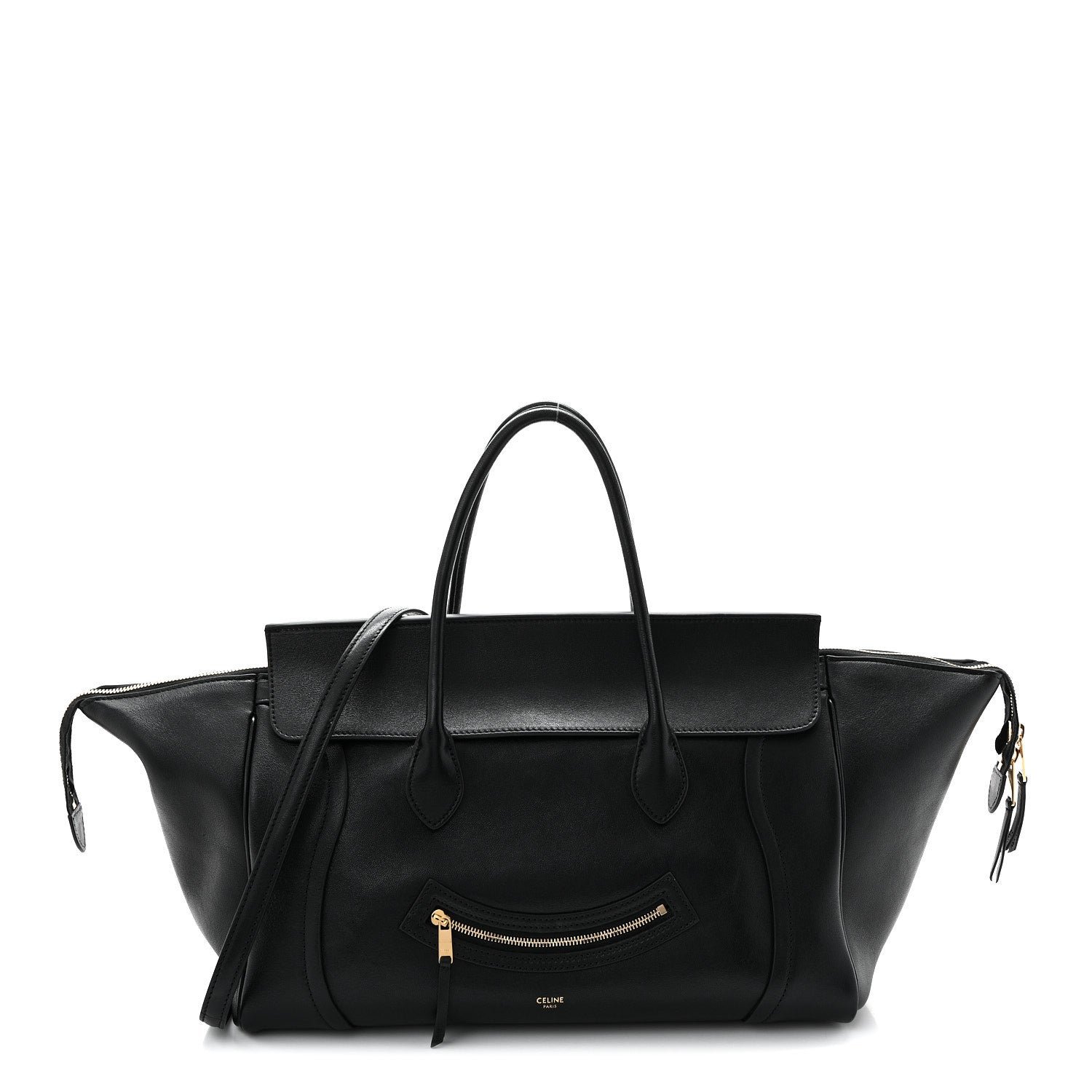 Celine Supple Shiny Lambskin Medium Smiling New Luggage Black