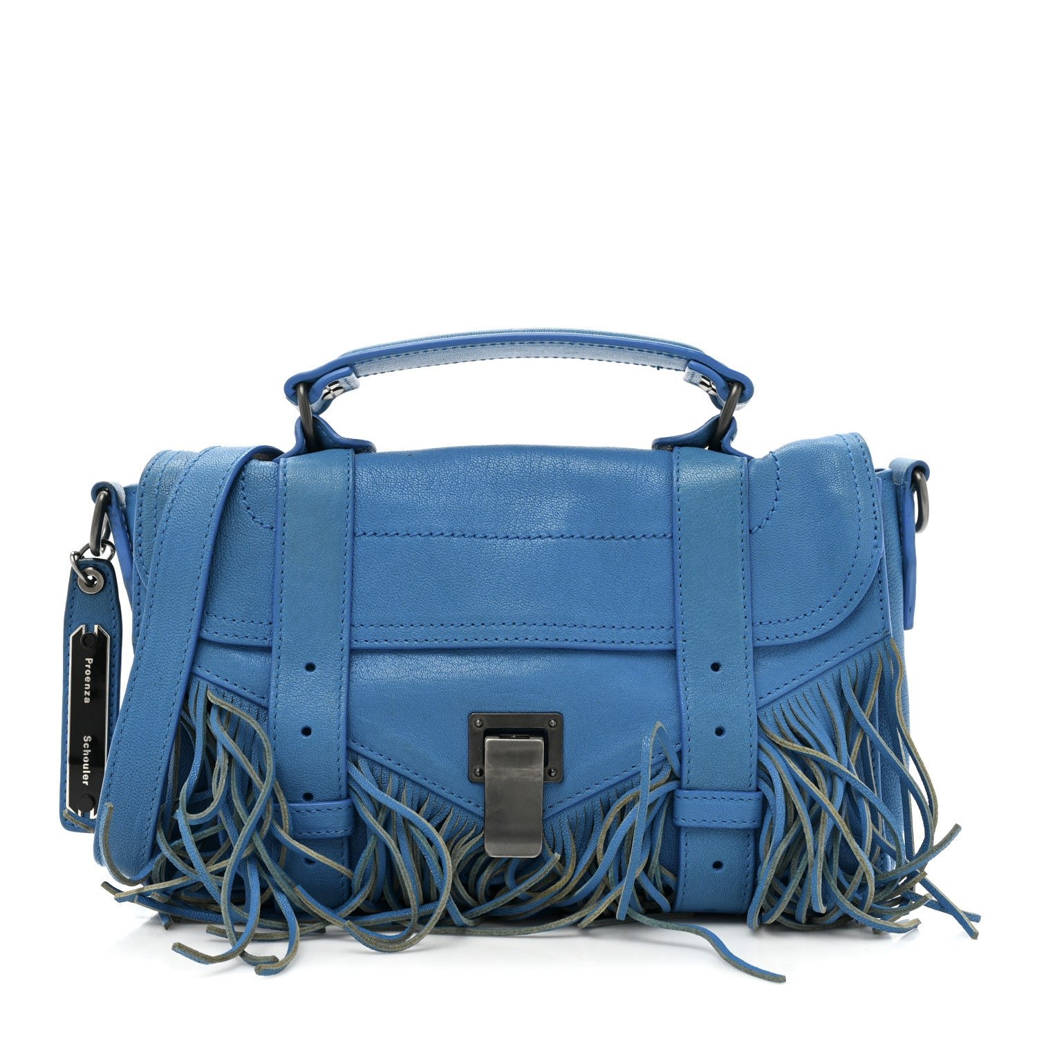 Proenza Schouler Lambskin Fringe PS1 Crossbody Pouch Cobalt Blue