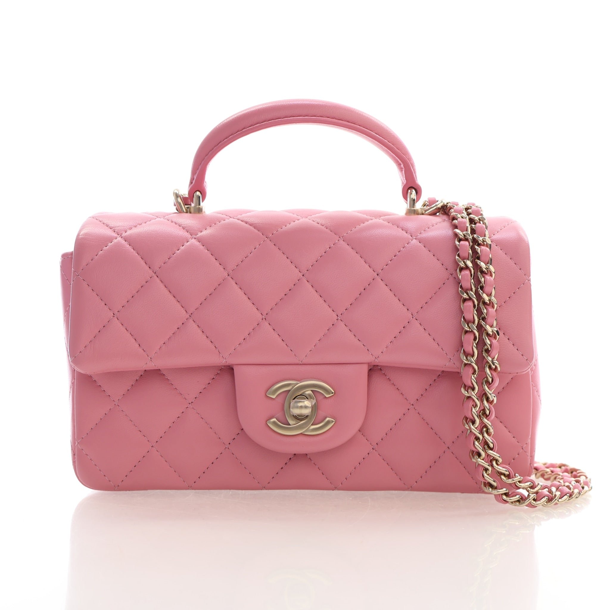 Chanel Mini Lambskin Rectangular Top Handle Classic Flap Bag