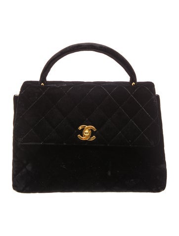 Quilted Velvet Kelly Top Handle Bag