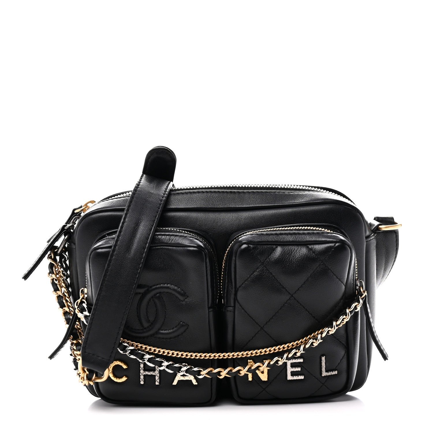 Chanel Calfskin Quilted Small Camera Case Black