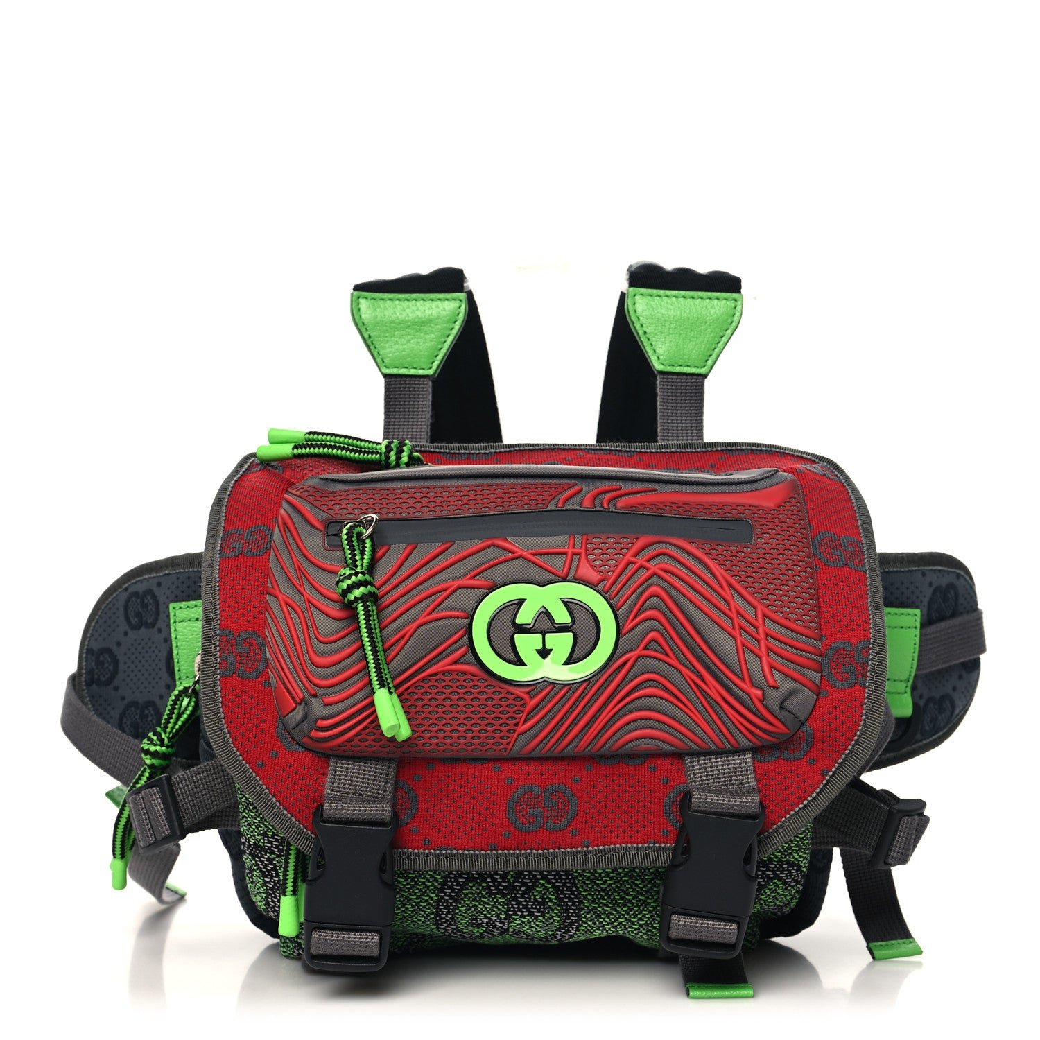 Gucci Jersey GG Monogram All Over Sporty Flap Backpack Red Multicolor