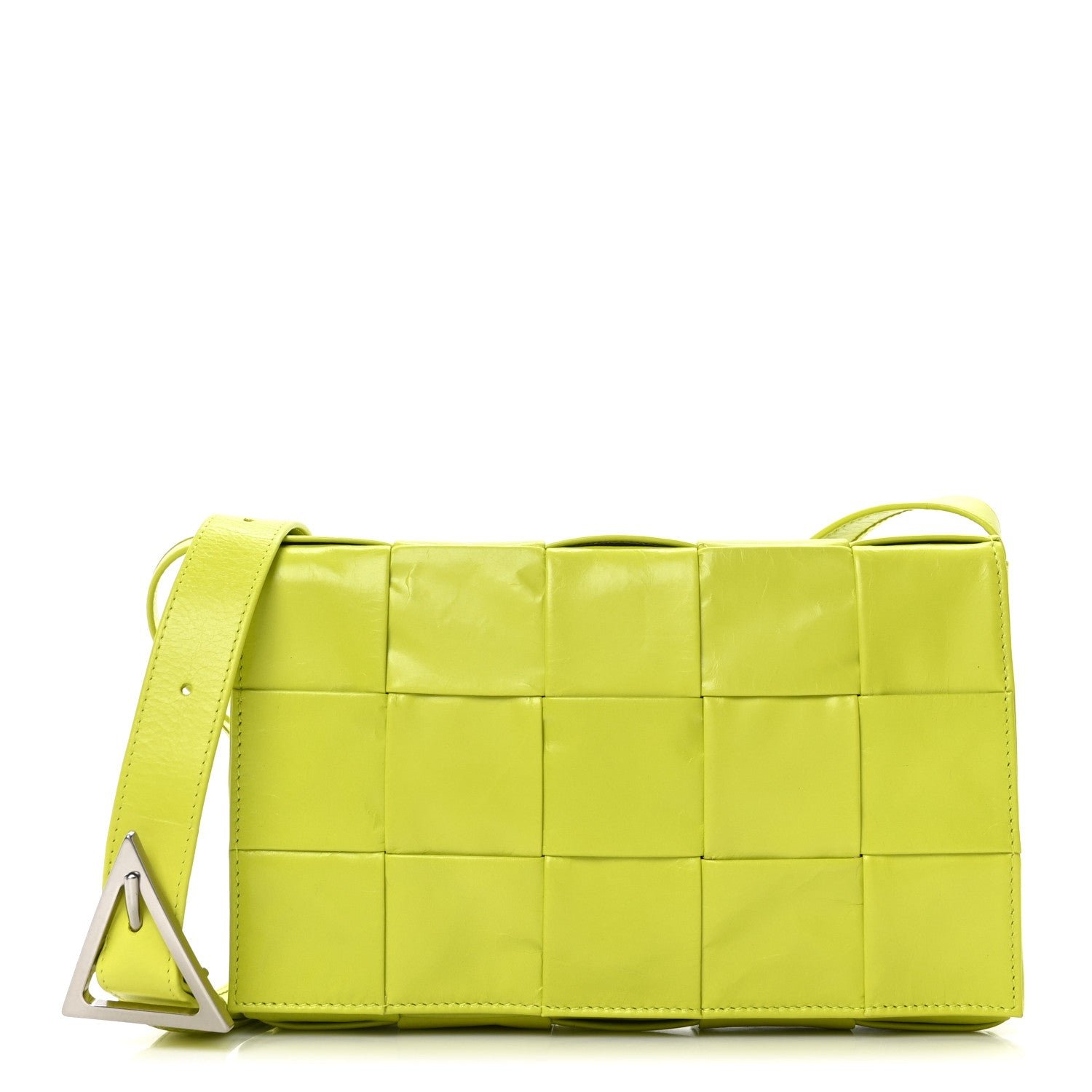 Bottega Veneta Paper Calfskin Maxi Intreccio Small Cassette Crossbody Bag Kiwi