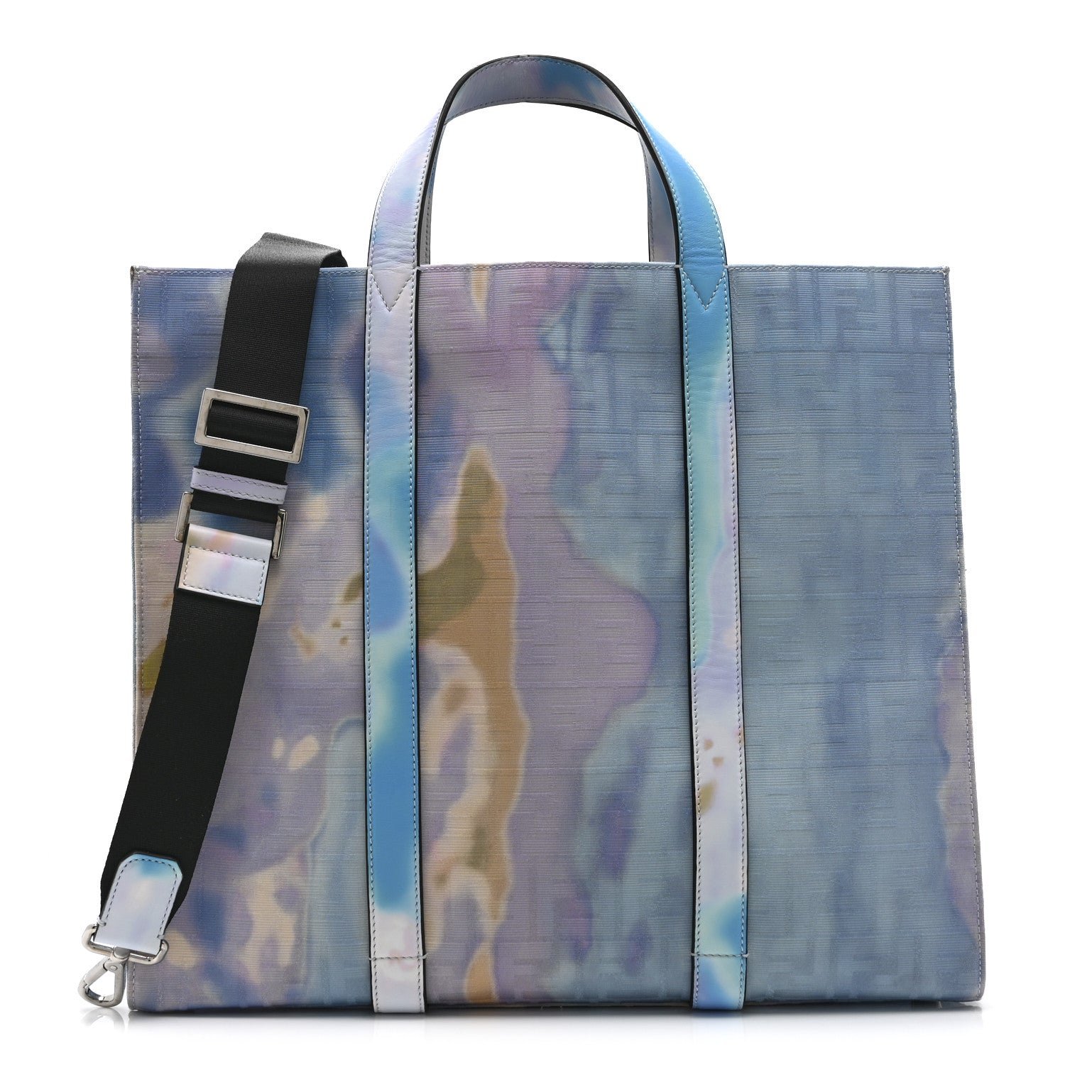 Fendi Fendi Fabric Jacquard FF Tie Dye Sunset Large Shopping Tote Light Blue Black