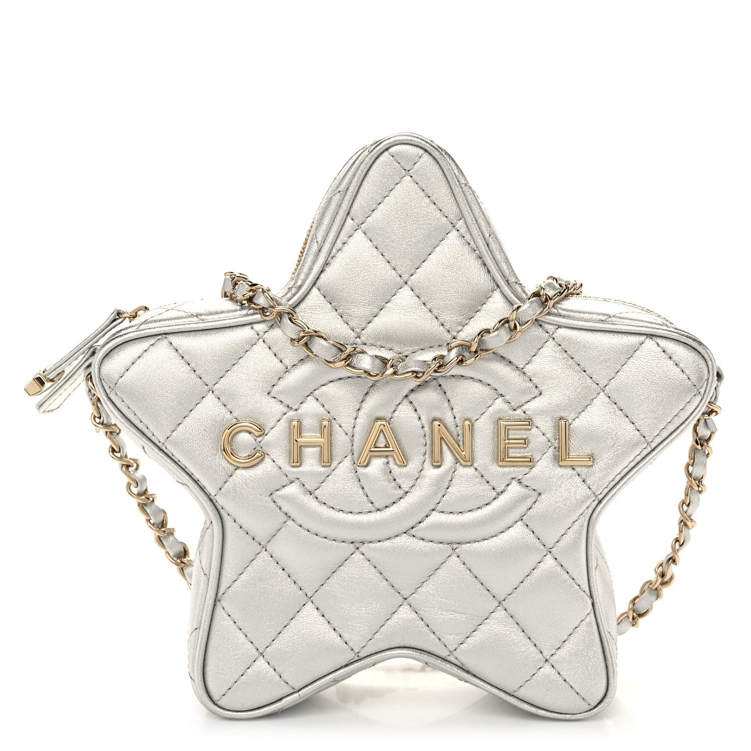 Chanel Metallic Lambskin Walk Of Fame Bag Silver
