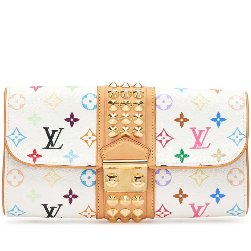 Louis Vuitton White Monogram Multicolore Courtney Clutch Bag Gold Hardware, 2009