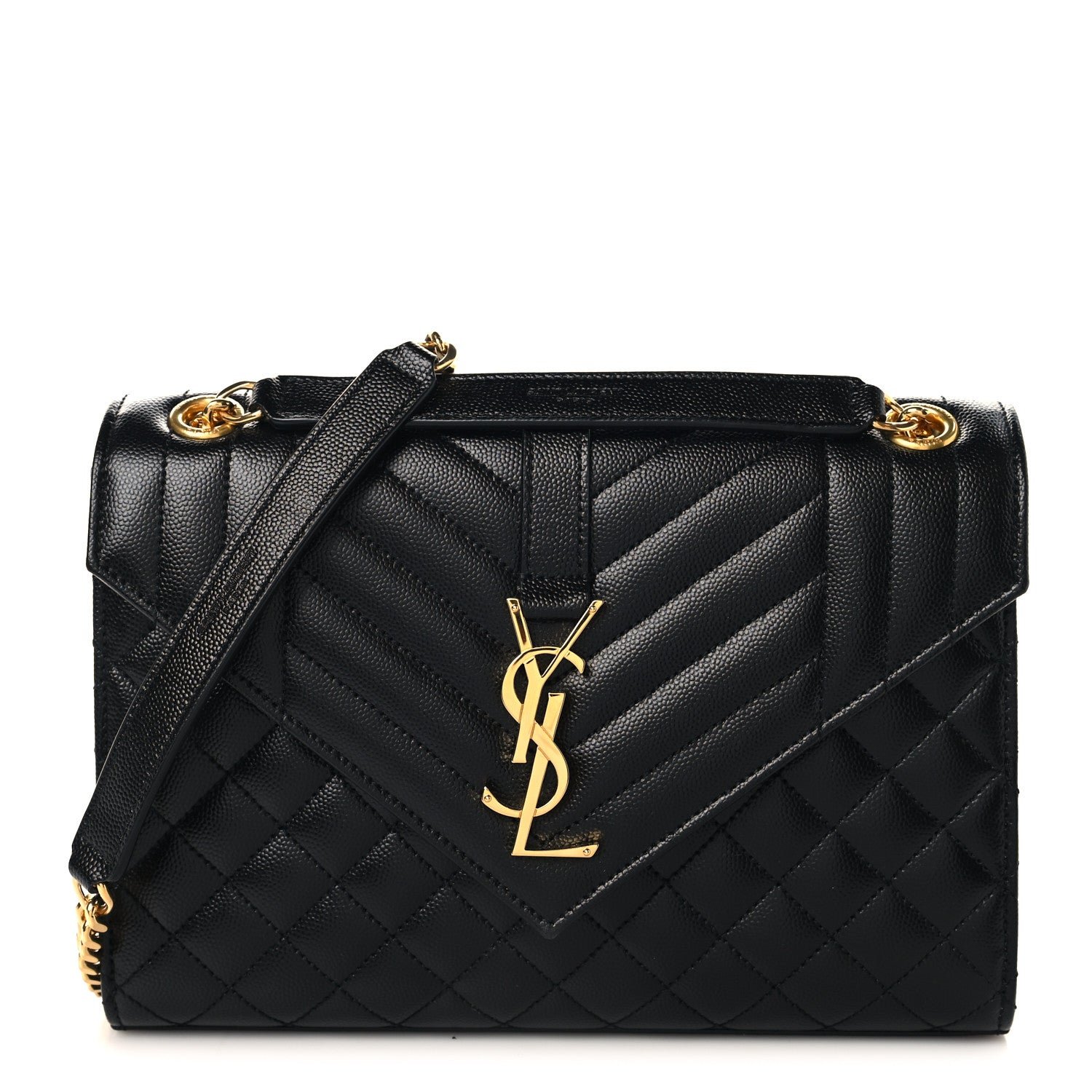 Saint Laurent Grain De Poudre Textured Mixed Matelasse Triquilt Medium Monogram Satchel Black