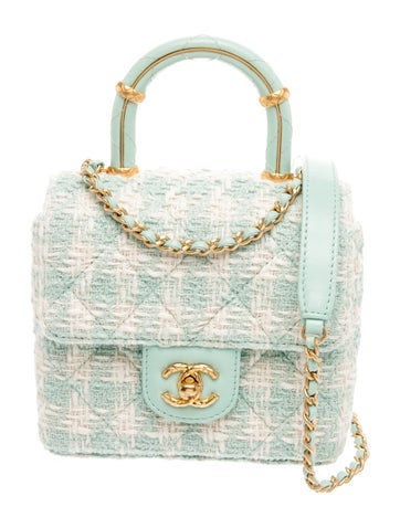 Mini Tweed Handle Crush Flap Bag