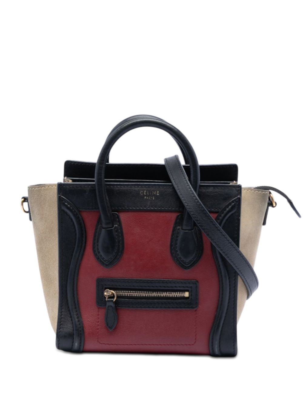 2012 Nano Tricolor Calfskin and Suede Luggage Tote satchel
